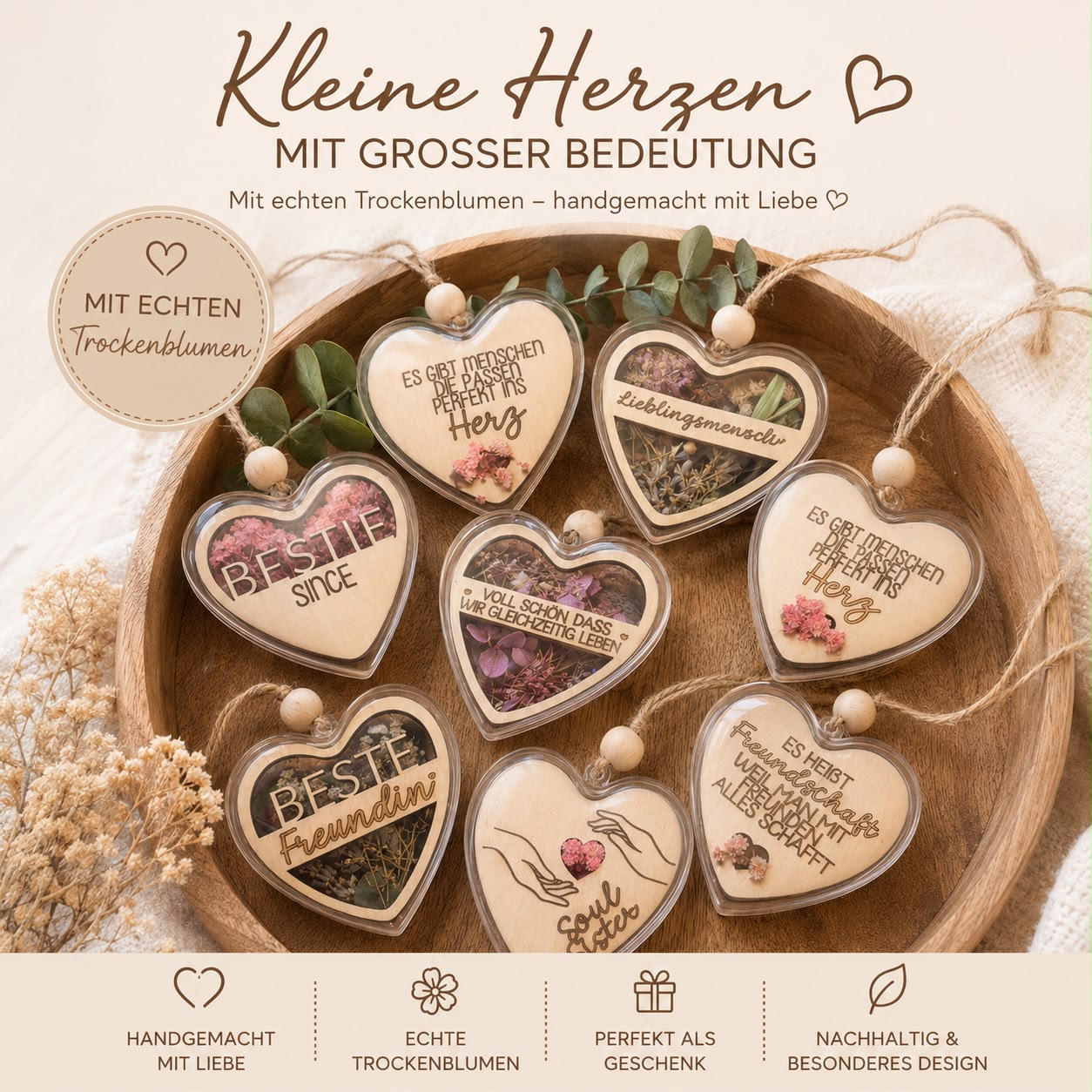 Herzanhänger mit Holzgravur