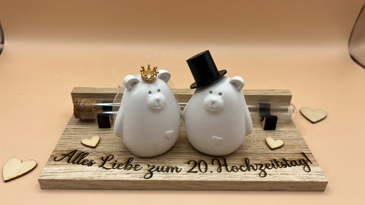 Hochzeitsbärchen mit Reagenzgläschen - Geldgeschenk