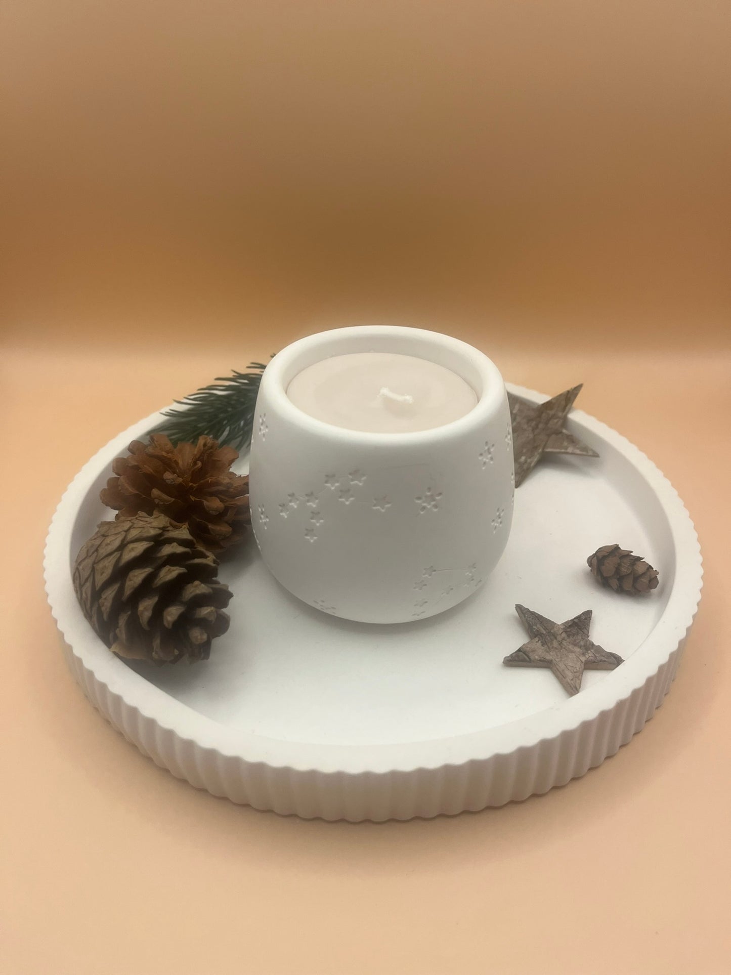 Rundes Tablett gestreift