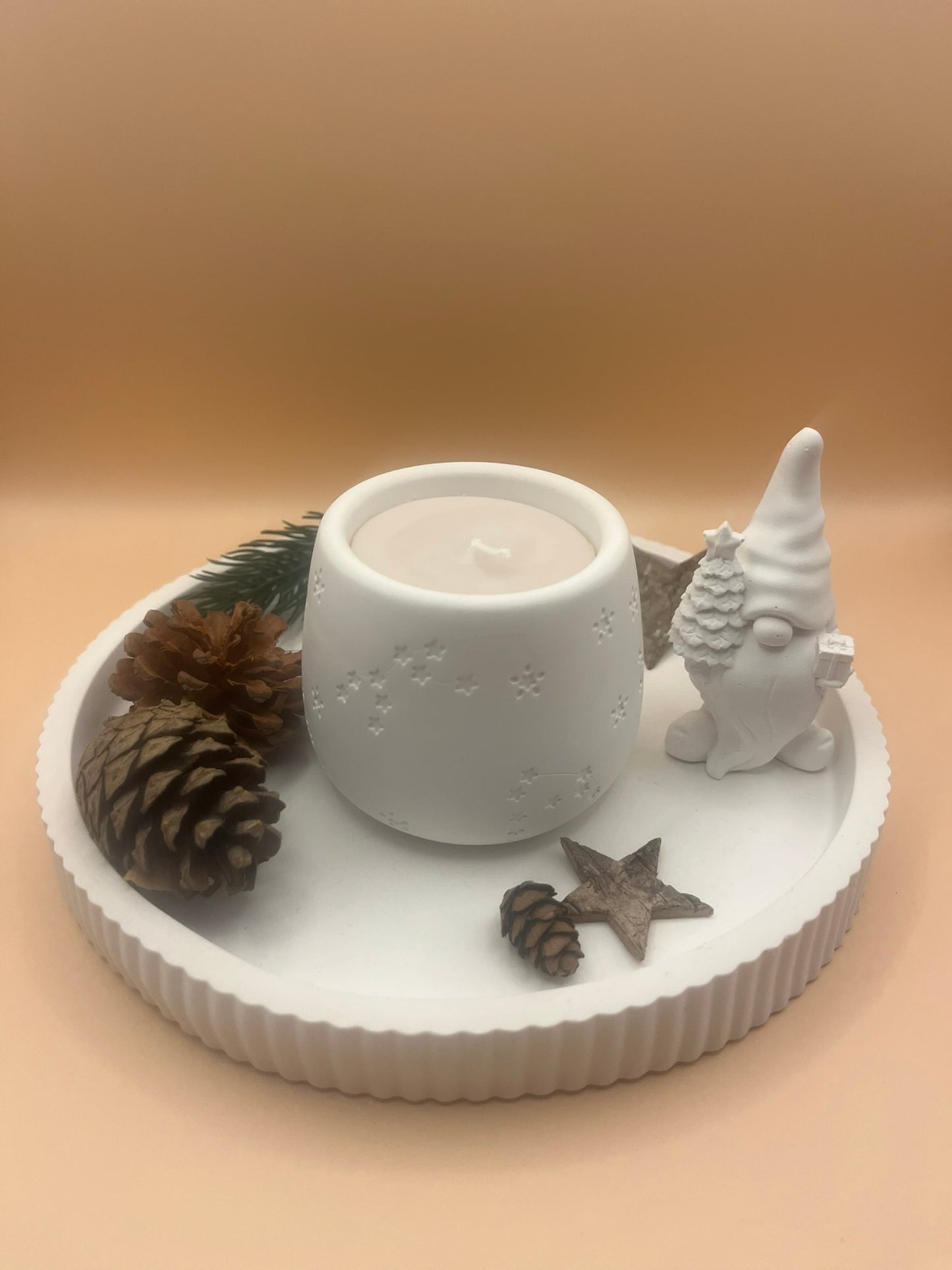 Rundes Tablett gestreift