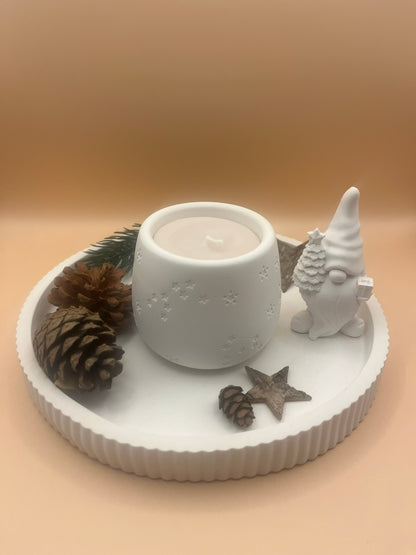 Rundes Tablett gestreift