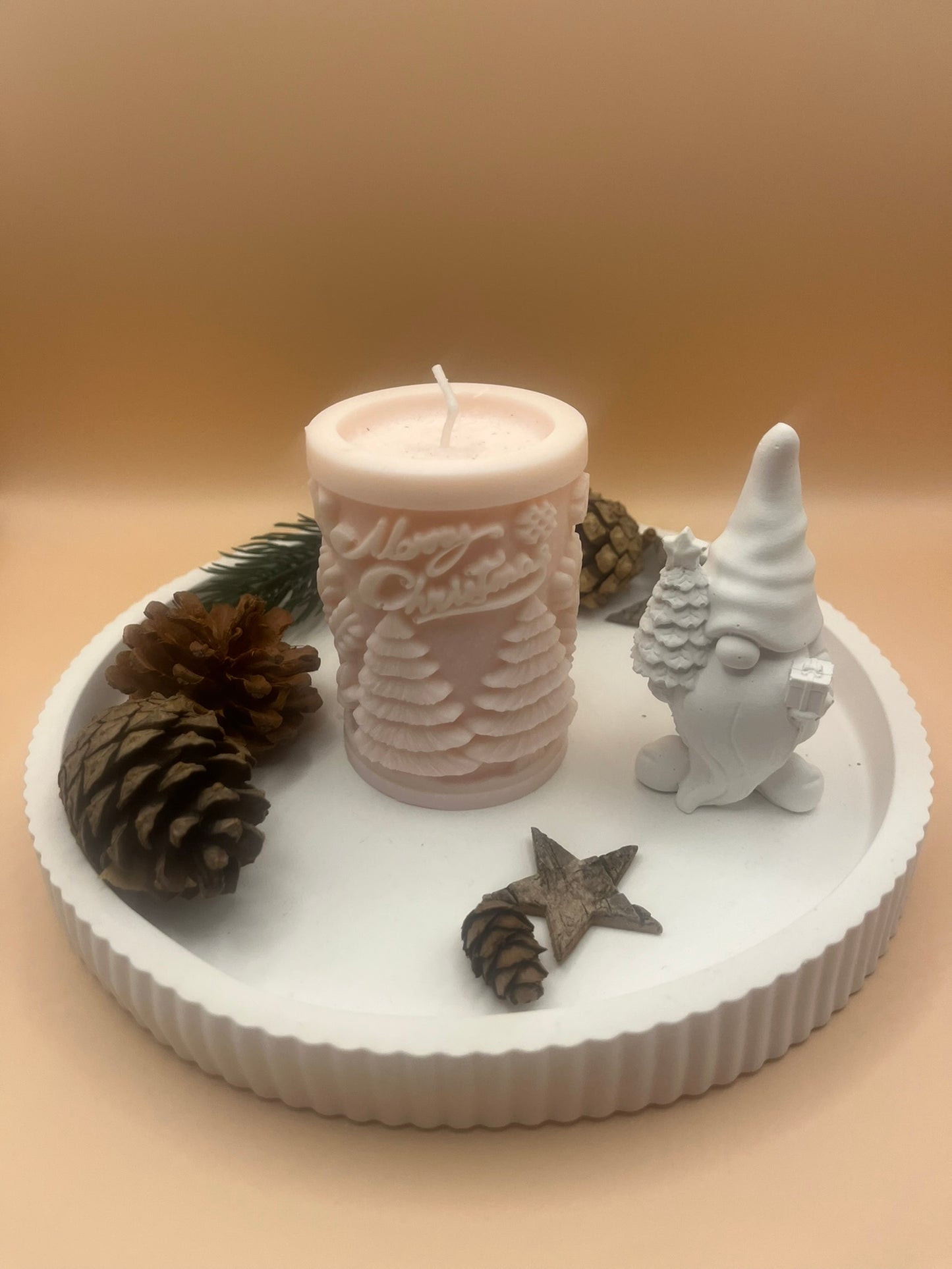 Rundes Tablett gestreift