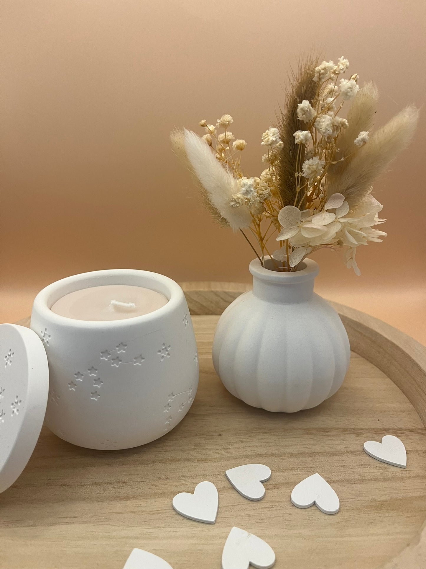 Runde Vase für Trockenblumen oder runder Kerzenhalter