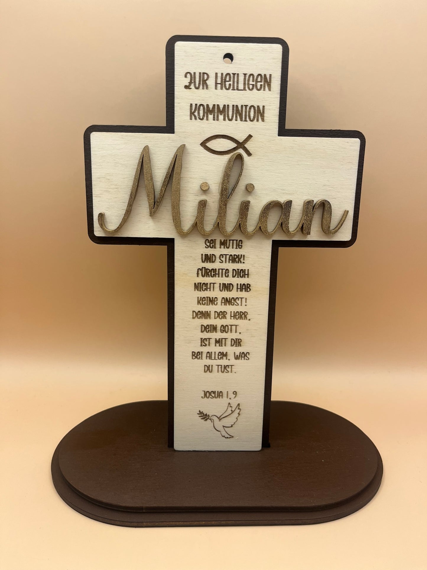 Kommunionskreuz personalisiert (3 lagig)