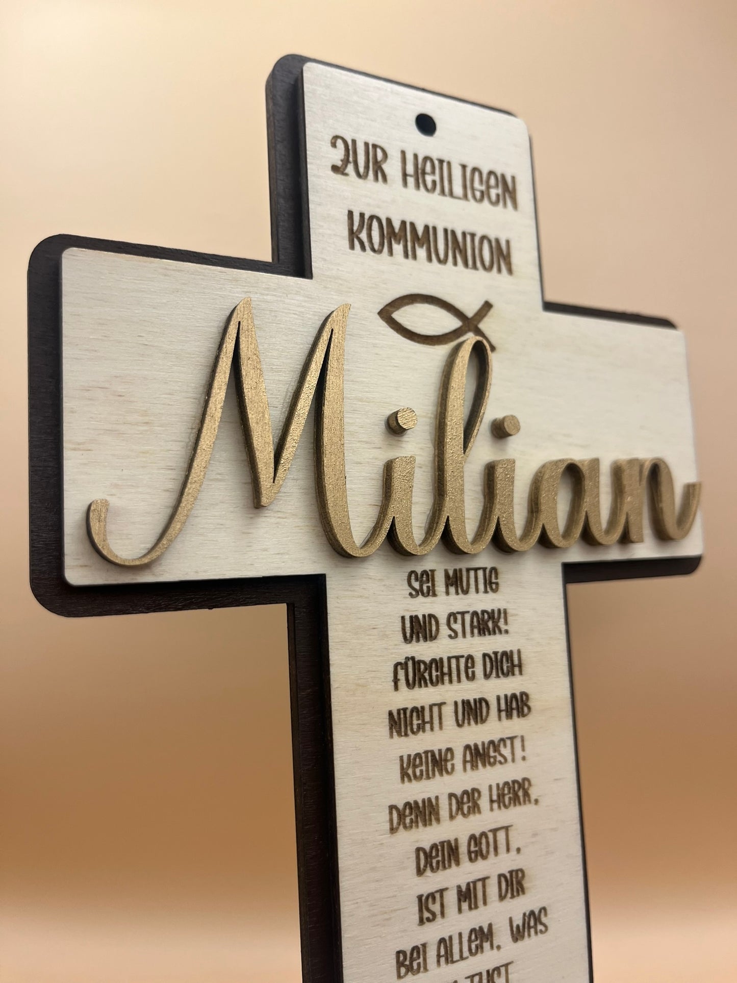 Kommunionskreuz personalisiert (3 lagig)